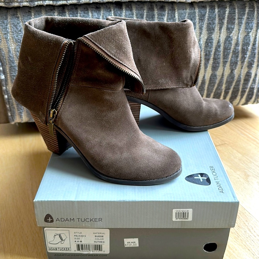 Adam tucker brown suede boots
